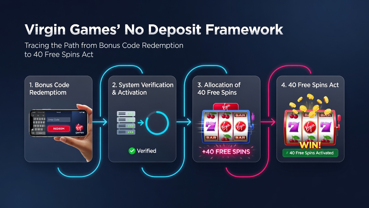 Screenshot showing free spins balance after successful bonus code activation at Virgin Games